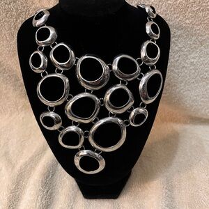 Lia Sophia Silver and Black Statement Necklace